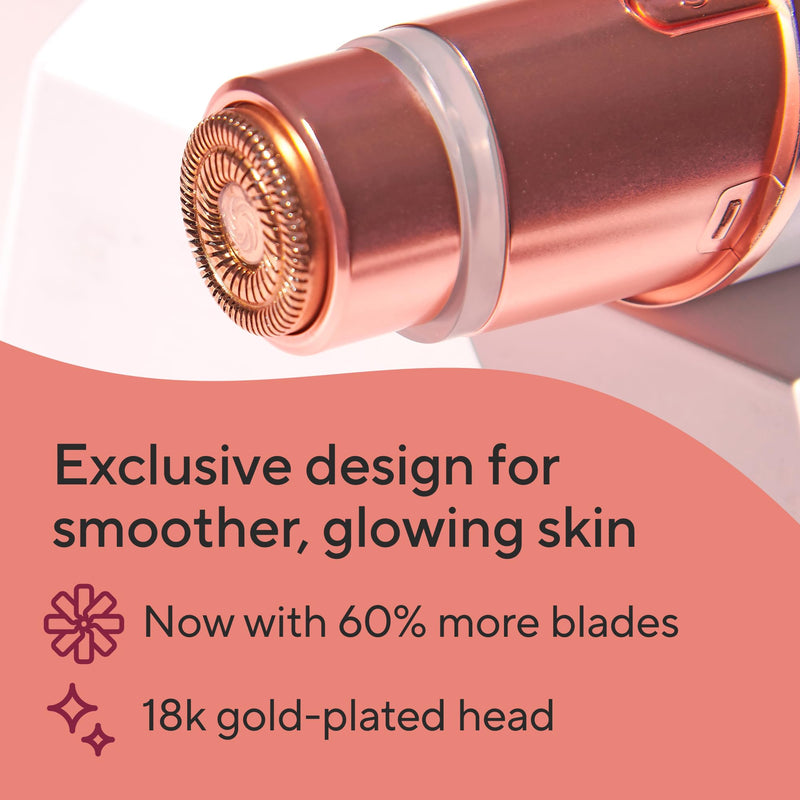 Finishing Touch Flawless Facial Hair Remover for Women, Rose Gold Electric Face Razor with LED Light, Recyclable Packaging New Version