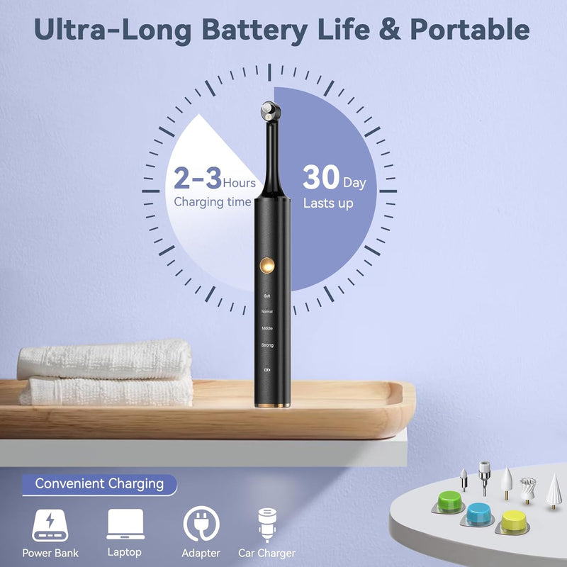 Teeth Polisher and Plaque Remover,Tooth Polishing Kit with 5 Replacement Heads & Cleaning Modes,USB Rechargeable,Ipx6 Waterproof,Teeth Polisher Electric Professional for Adults &Kids Blue
