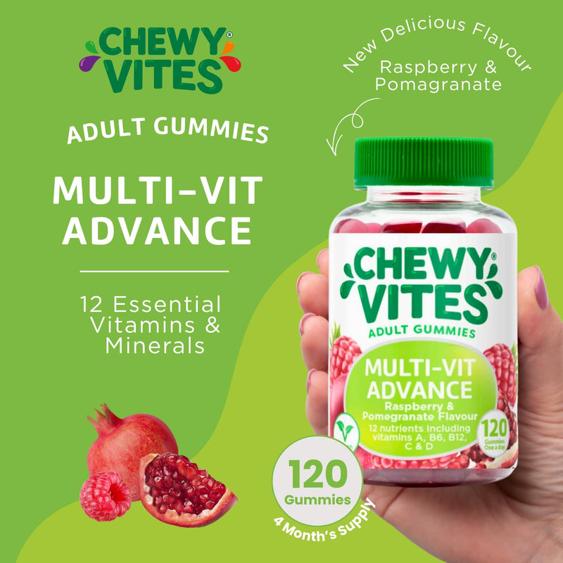 Multivitamin Gummies for Adults, 120 Gummies (4 Month Supply), 12 Vitamins and Minerals: Vitamin C, D, B12, Folic Acid, Vegan Multivitamins for Women & Men, for Energy & Immune Support - Chewy Vites