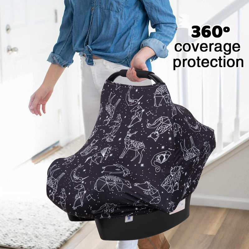 [Australia] - Rquite Baby Car Seat Cover, Carseat Cover Girls Boy, Stretchy Infant Car Seat Cover, Breathable Baby Carrier Cover, Soft Car Seat Canopy, Multi-use Covers Up for Stroller, Shopping Cart, High Chair Constellation 