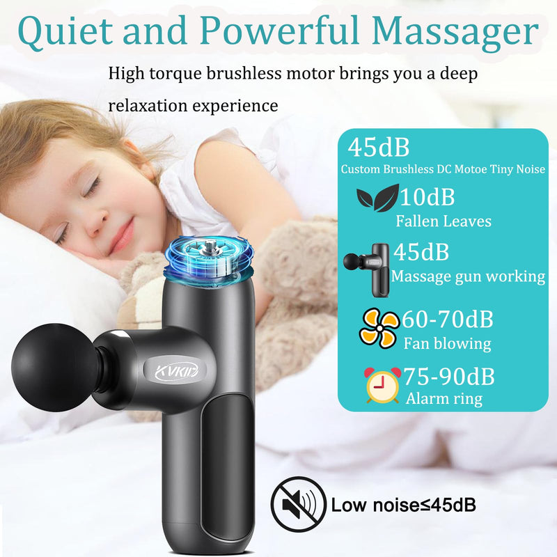Massager Gun, Heat and Cool Muscle Massager for Back Pain Relief | 5 Attachments, Hot Cold Percussion Massage, Heated Travel Massager Handheld Quiet, Massage Gun for Office, Home, Athletes Slate Gray