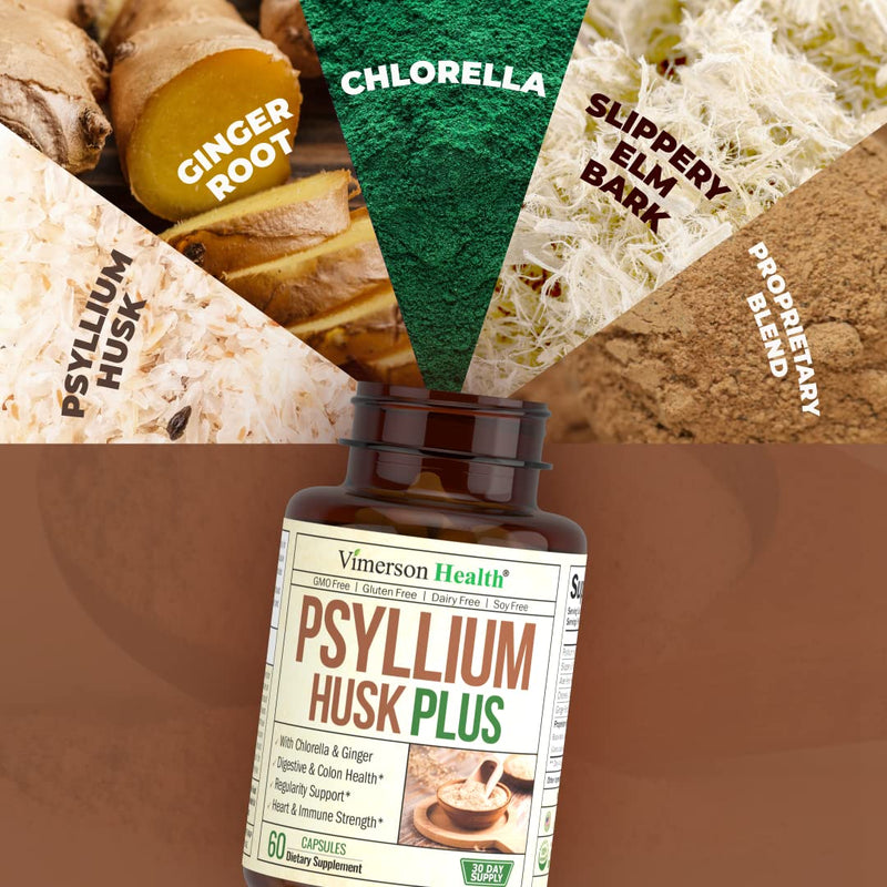 [Australia] - Psyllium Husk Powder Capsules. Fiber Supplement for Digestive, Colon & Gut Health - Dietary Fiber Pills Help Keep You Regular. Antioxidant & Energy Support for Men & Women. Vegan, Non-GMO. 60 Capsules 60 Count (Pack of 1) 
