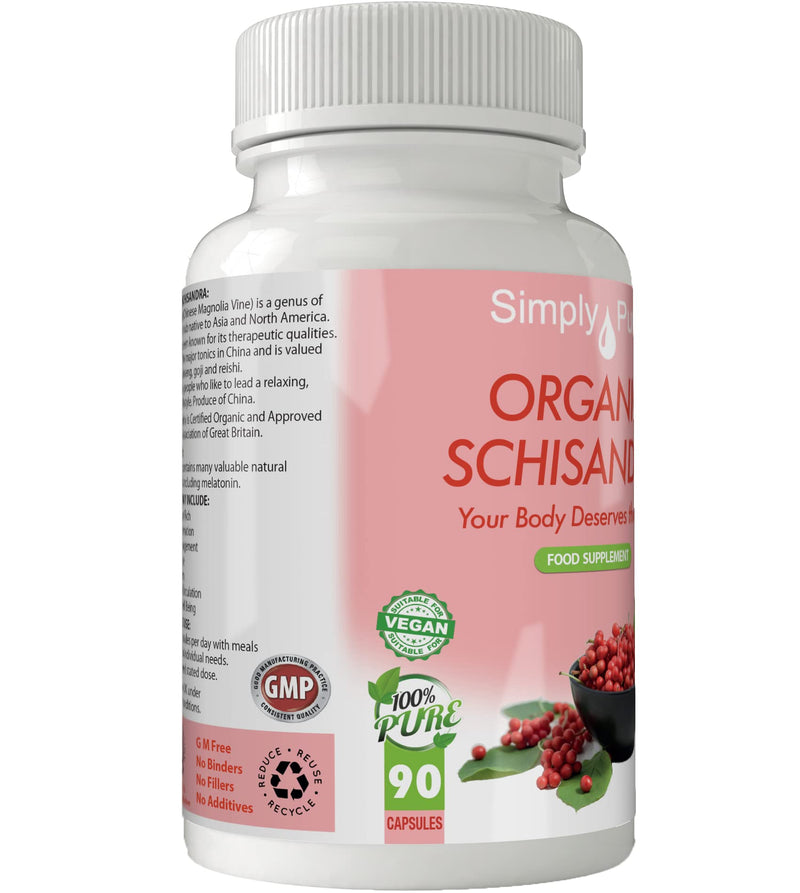 Organic Schisandra for Energy, Mental Balance & Stress Resilience | 500mg Capsules x 90 |100% Pure Soil Association Certified | Gluten Free | GM Free | Vegan
