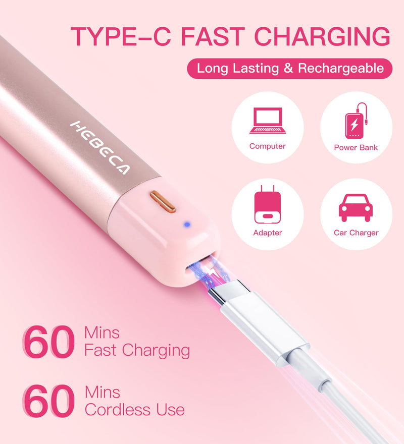 Nose Hair Trimmer for Women 3in1 Facial Hair Removal Trimmers- Rechargeable, Waterproof, Portable with Travel Bag- Trims Nose, Ear, Eyebrow, Peach-Fuzz, Lips, Chin Face Hair Remover FT2003 (Pink)