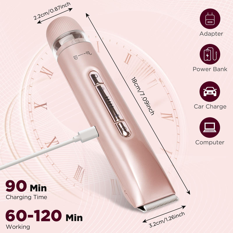 [Australia] - 2 in 1 Women Electric Shaver, Dual Head Bikini Trimmer for Women IPX7 Waterproof Wet & Dry Use Electric Razors with Dual Heads Rechargeable Lady Trimmer for Bikini Underarm Leg Arm Body Face 