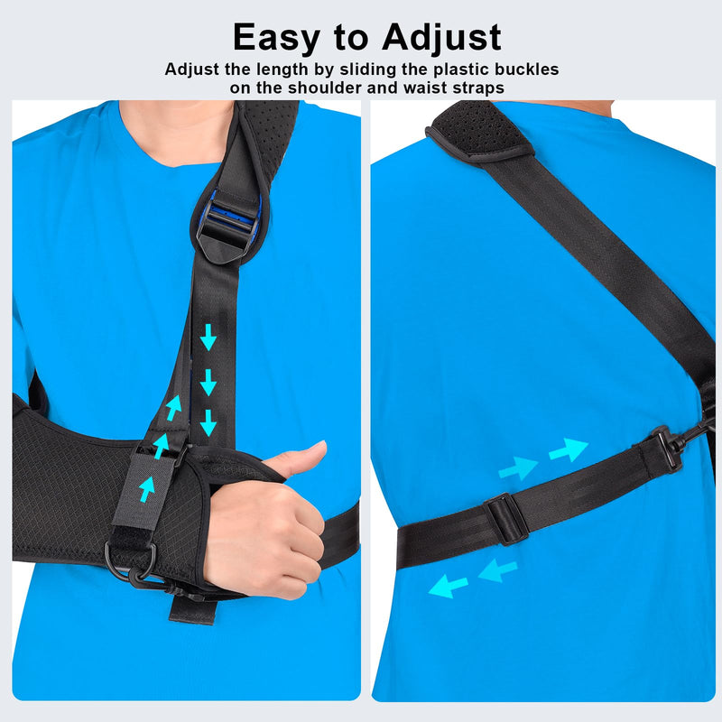 Adult Arm Sling Shoulder Immobilizer with Waist Strap Sling for Hand Shoulder Elbow Wrist Injury Torn Rotator Cuff Support Broken & Fractured Bones Fits for Left Right Arm Women Men Medium