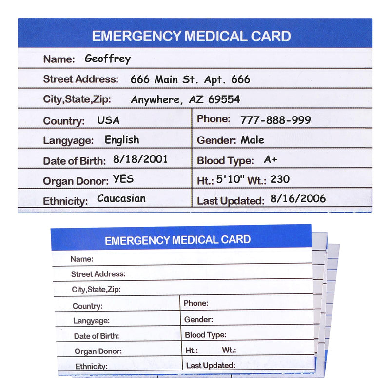 [Australia] - 4 Pack Emergency Medical Information Id Card Red Medical Condition and Emergency Contact Id Wallet Card Medical Alert Wallet Card Pocket Size Medication List and Medical Cards for Caretakers (Blue) Blue 