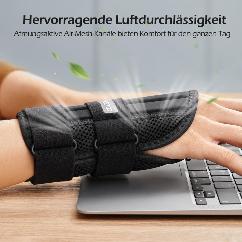 [Australia] - FREETOO Doctor Approved Wrist Brace with 3 Splints, Adjustable Day-Night Wrist Brace for Men Women, Brace Wrist for Arthritis, Tendonitis, Sprain, Sports Protection Right-Grey S/M 