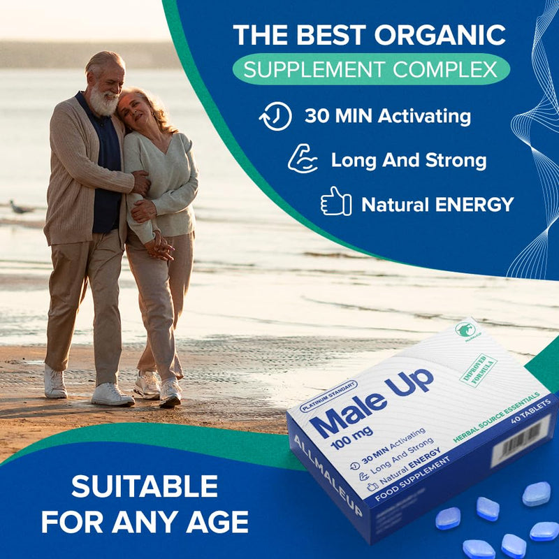 40 Pills for Men - Extra Strong Stamina Booster, Organic Herbal Energy Powder, Long-Lasting Male Supplement, Made in The UK
