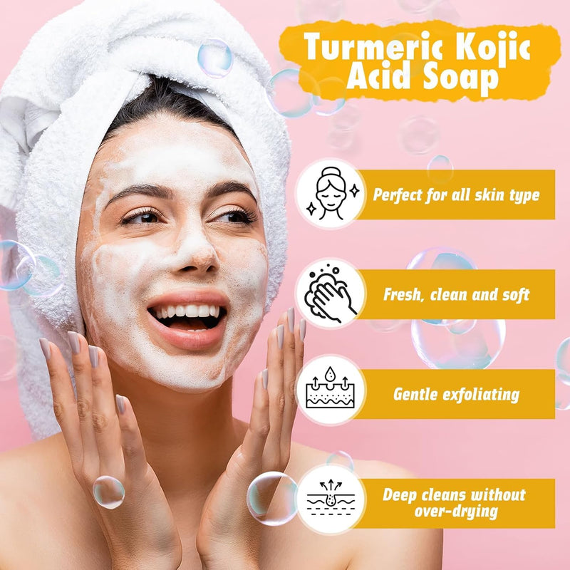 Lemon Turmeric Soap, Turmeric Soap Bar with Vitamin C for Face, Body Hands