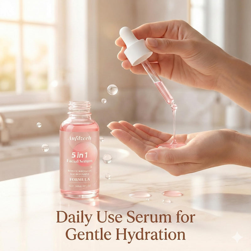 5 In 1 Vitamin c Serum Hydrating Face Serum with Vitamin C, Hyaluronic Acid, Niacinamide & Collagen – Lightweight Facial Serum for Daily Moisturizing, Soft & Radiant Looking Skin