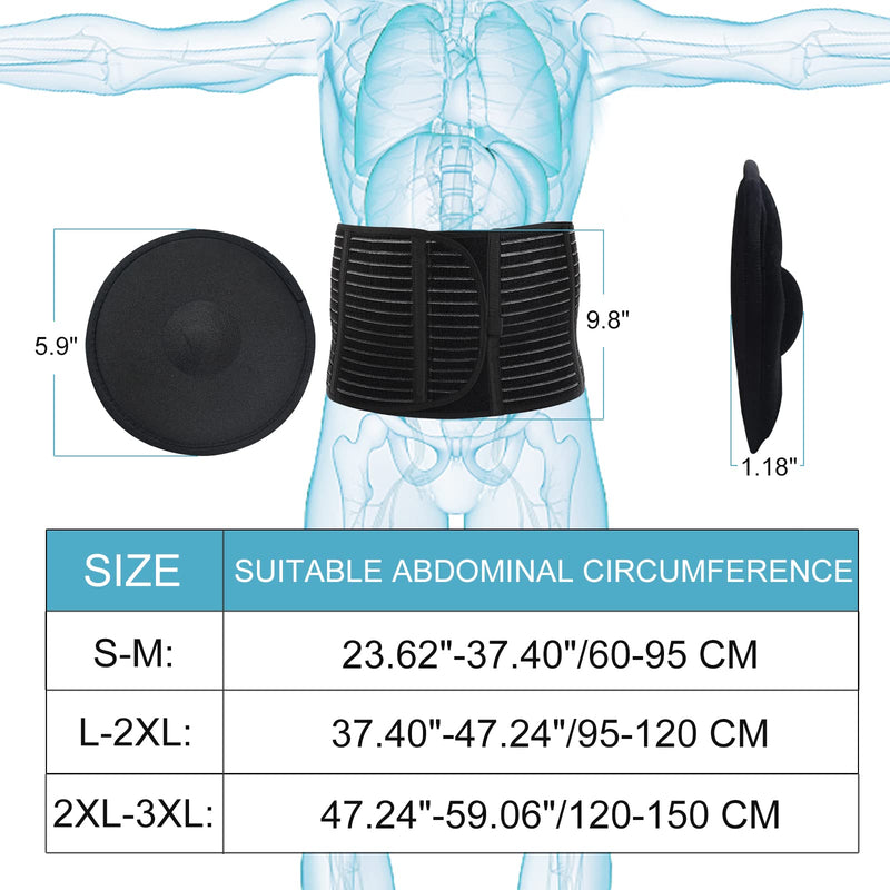 Umbilical Hernia Belt for Men & Women Plus Size, Abdominal Binder Support for Belly Button Hernia Support, Pain and Discomfort Relief from Umbilical, Navel, Ventral and Incisional Hernias (47"-59" 2XL/3XL