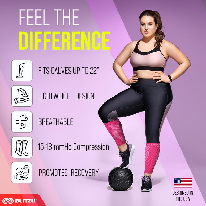 [Australia] - BLITZU Calf Compression Sleeve for Men & Women Footless Compression Socks Support Runners Leg Sleeve Shin Splints Pain Relief Black Small/Medium 