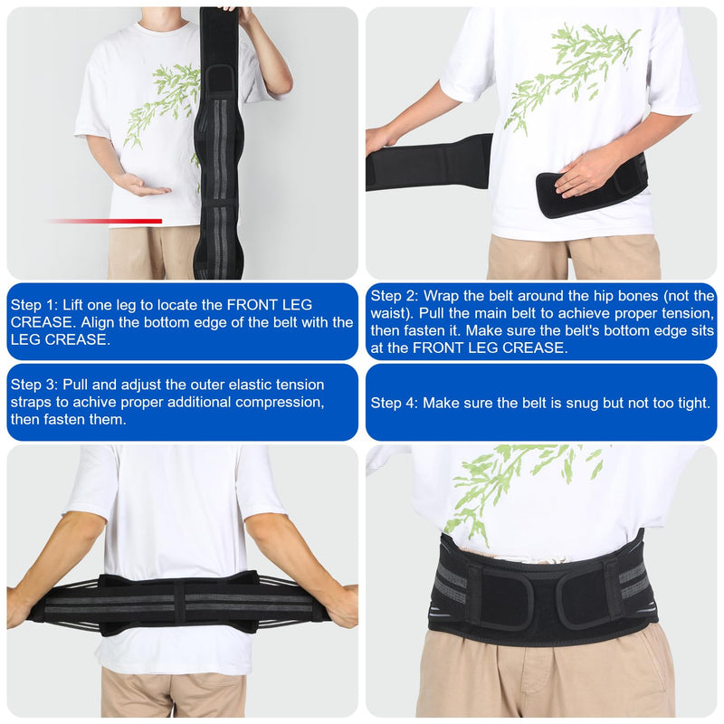 SI Joint Belt for Men – Strong Pelvic and Hip Support Belt with Widened Side Straps – Sacroiliac Pain Relief and Stability for Work, Heavy Lifting, Sciatica, and Daily Back Support Medium