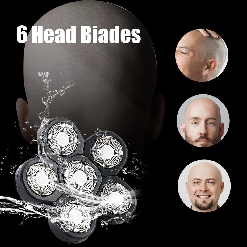 [Australia] - 6 Head Shaver Replacement Razor Heads for Many Brands Bald Men's Electric Foil Shaver Replacement,Universal Shaver Replacement Blades for Electric Razor for Men Bald and Face,3Pack Black 6 Head/3pcs 