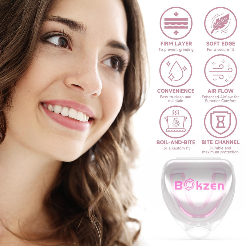 [Australia] - 4 Pack Pink Night Guard for Women Teeth Grinding, Medium Size, Moldable Dental Guard for Teenagers, Comfortable Mouth Guard for Teeth Clenching at Night, Mouthguard Stops Bruxism, Tmj 