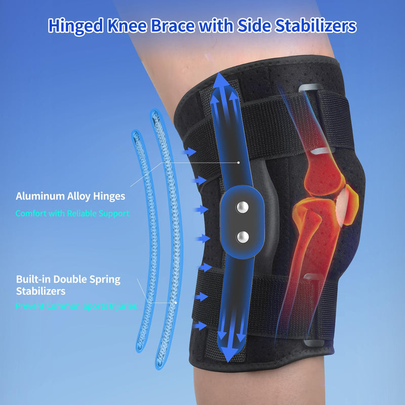 [Australia] - CHIYAN Hinged Knee Brace with Side Stabilizers for Meniscus Tear, Men Women Hinges Knee Support for Arthritis Pain Relief Black X-Large 