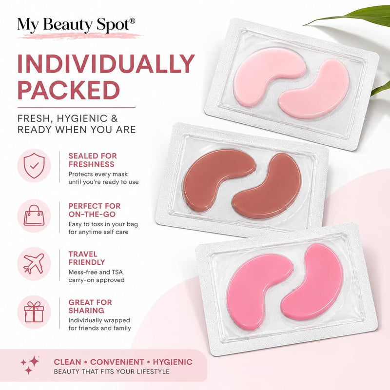 My Beauty Spot Hydrogel Eye Patches, 24 Piece Under Eye Mask Set with Collagen, Vitamin C & Retinol, Cooling Under Eye Patches for Puffy Eyes, Dark Circles, Wrinkles & Self Care Pink