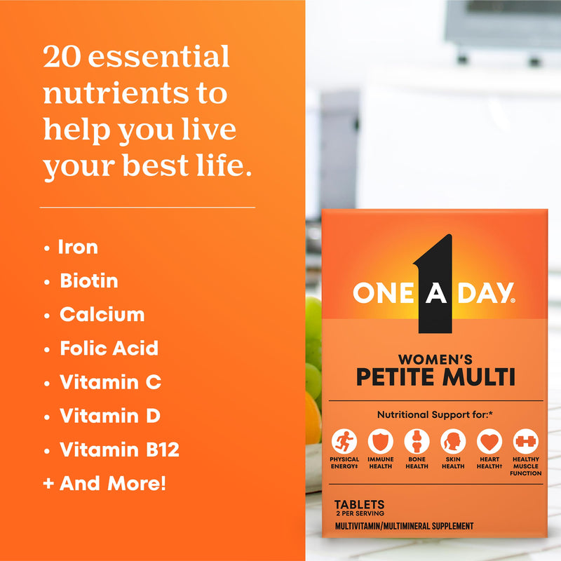 One A Day Women’s Petites Multivitamin,Supplement with Vitamin A, C, D, E and Zinc for Immune Health Support, B Vitamins, Biotin, Folate (as folic acid) & more,Tablet, 160 count 160 Count (Pack of 1)