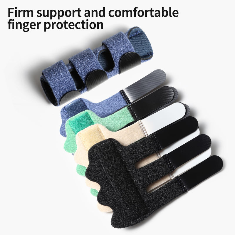 Finger Splint Set – 4 Pcs, Adjustable Trigger Finger Support Brace for Middle Finger Broken Straightening Arthritis Mallet Sprains, Ideal for Pain Management