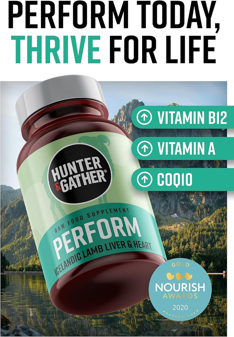 Hunter & Gather Nose to Tail - 90 Perform Capsules | Wild, Grass Fed Icelandic Lamb Ancestral Inspired Supplements| Raw Freeze-Dried Lamb | No GMO Feeds, Antibiotics Or Hormones 90 count (Pack of 1)