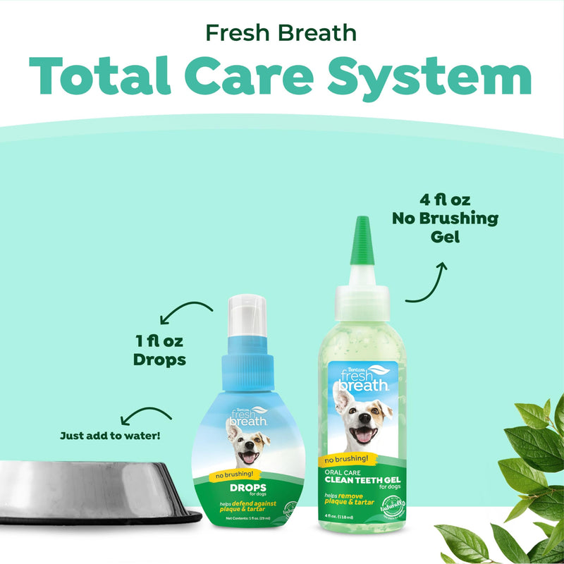 TropiClean Fresh Breath No Brush Total Care Kit | Dog Dental Hygiene| Dog Teeth Cleaning Made Easy | Water Additive No Brushing Toothpaste for Dogs - PawsPlanet Australia