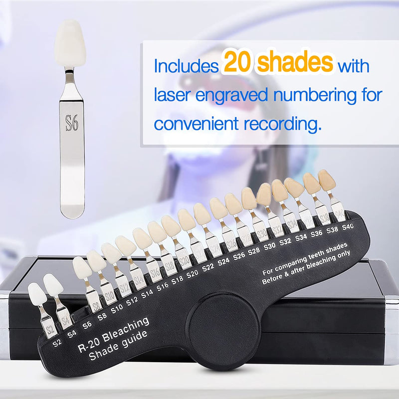 [Australia] - ANNWAH Dental Teeth Shade Guide, Professional Porcelain 3D R-20 Tooth Whitening Shade Chart with 20 Colors 