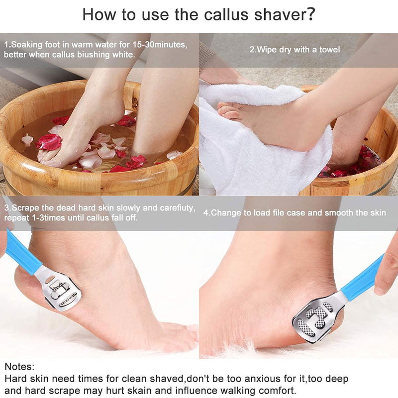 [Australia] - Econtal callus planer, callus remover, callus rasp foot, callus scraper for foot care, foot planer with plastic handle, 10 blades and plastic box 