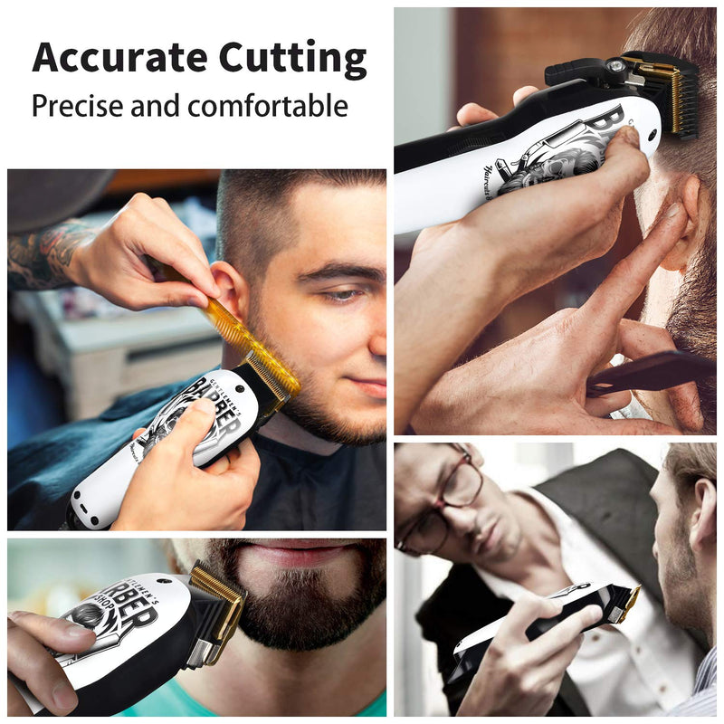 [Australia] - BESTBOMG® Updated Professional Hair Clippers Cordless Hair Haircut Kit Rechargeable 2000mAh Hair Beard Trimmer Haircut Grooming Kit with 6 Guide Combs & for Men/Father/Husband/Boyfriend White-1 