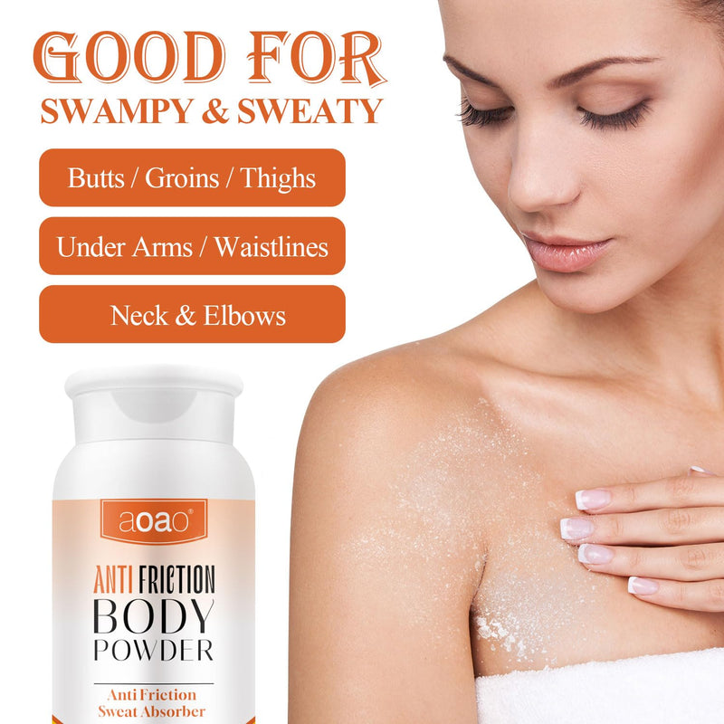 Women's Dry Body Powder, Anti-Friction Dusting Powder, Talc-Free, Sweat Absorbs & Chafe-Free Between Legs During Exercise or Walking, Delivers All-Day Comfort & Smooth Skin, Pleasant Scent (orange-2p) orange-2p