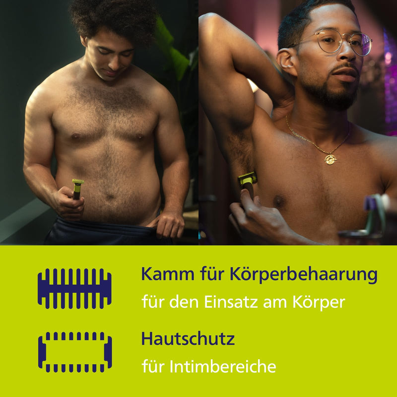 [Australia] - Philips OneBlade 360 Face & Body with app connection - Electric beard trimmer, razor and body groomer with 360 technology, adjustable 5-in-1 trimming attachment, 1x body kit, QP4631/30 incl. 2 x 360 blades & app connection (new design) 