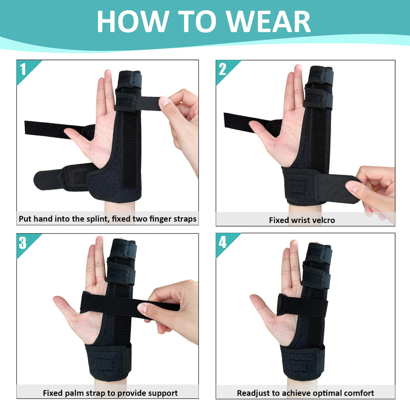 [Australia] - Metacarpal Finger Splint Hand Brace - Pinky Ring Finger Immobilizer For Boxer Fractures -Fit for Both Left or Right Hand (Medium) Medium 