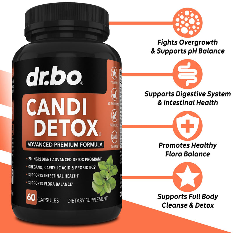 [Australia] - Candida Cleanse Detox for Women & Men - Candi Detox Support Supplement Pills Kit, Anti Overgrowth Gut Balance Probiotic Flora Complex Supplements - Natural Oral Herbal Oregano & Caprylic Acid Capsules 