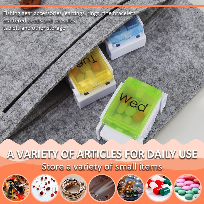 7 Day Pill Organizer, Removable Daily Cases with Rainbow Lids & Permanent Day Printing – No Stickers, Large Capacity Travel Medicine Holder for Pills, Vitamins & Fish Oil, Easy One-Handed Open (1/Day) D-mixed Color