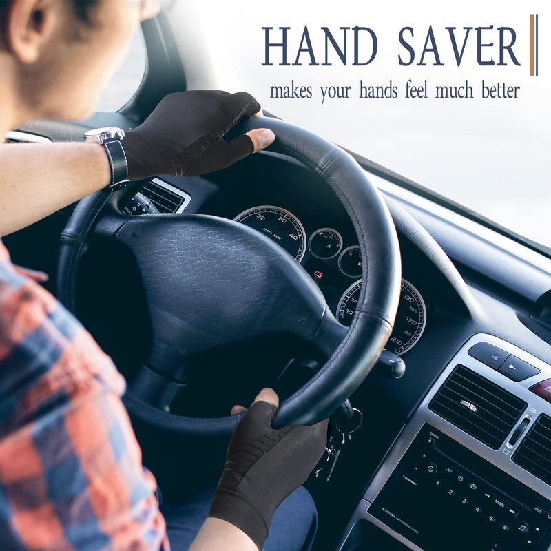 Copper Arthritis Compression Gloves Women Men Relieve Hand Pain Swelling and Carpal Tunnel Fingerless for Typing, Support for Joints, Small Small (1 Pair) Black