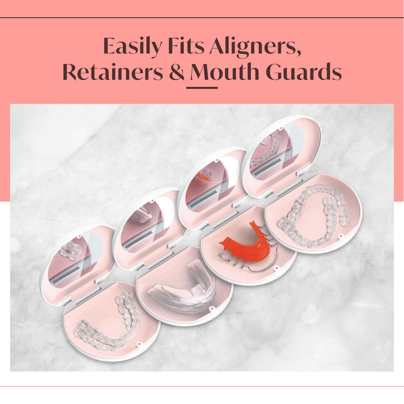 [Australia] - Aligner/Retainer Case with Built-in Mirror & Magnetic Lock - Premium Silicone-Lined Case Holder with Vent Holes for Aligners, Retainers, Mouth Guards (Black & Blue) Black & Blue 