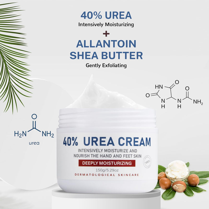 OUKEYA Urea Cream 40 Percent,Foot & Hand Cream for Dry Cracked,Urea Lotion for Feet Maximum Strength(2 Packs) 5.29Oz-2P