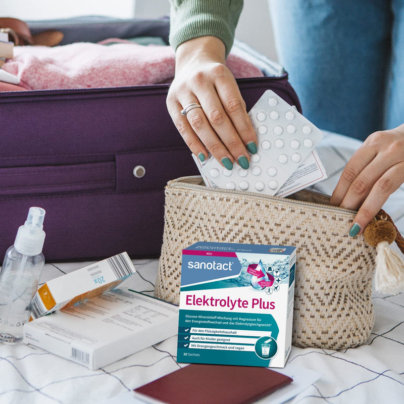 [Australia] - sanotact Electrolyte Plus (20 bags) • Electrolyte powder for fluid balance • Potassium & magnesium for electrolyte balance • 100% vegan • Recovery drink • With orange flavor Orange 6 g (pack of 20) 