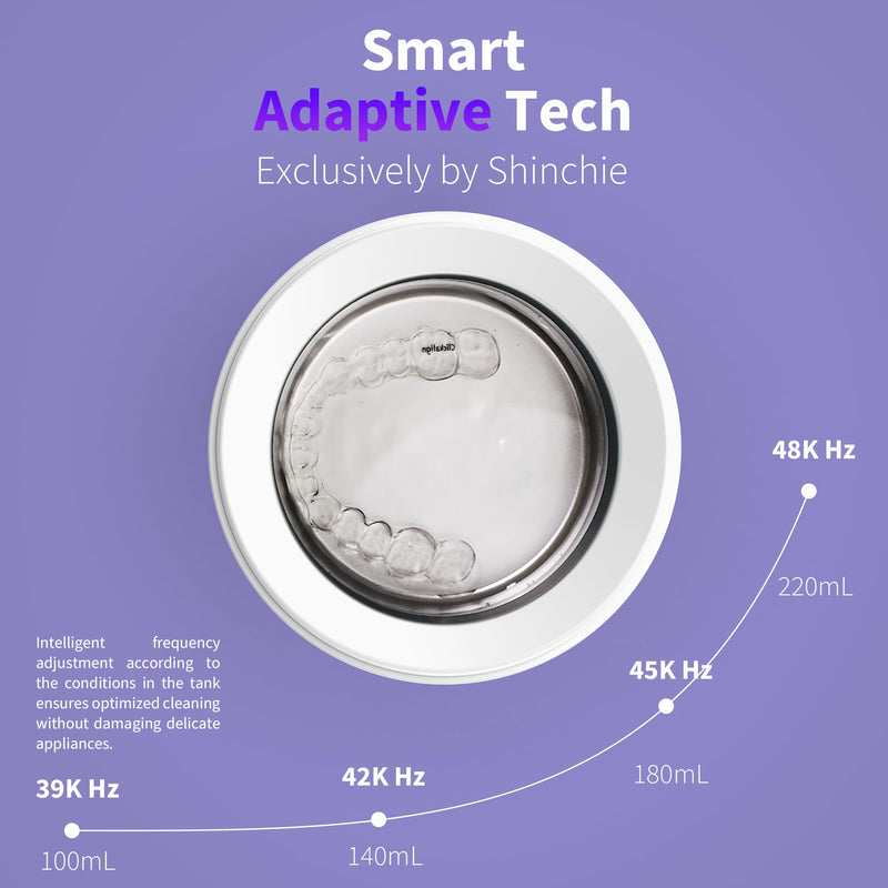 [Australia] - Ultrasonic Retainer Cleaner ‚Äì Auto-Adjust 39-48kHz Electric Cleaner for Aligner, NightGuard, Mouth Guard, Denture & More | Easy & Quiet White 