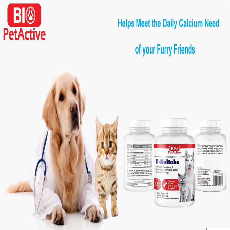 D-Kaltabs Phosphorus, Calcium Vitamin D3 Supplement for Dogs & Cats, Prenatal Pet Vitamins, Daily Pet-Tabs, Strong Nail, Teeth Support, 84 Chewable Tablets 84 Chewable Tablets D-Kaltabs - PawsPlanet Australia