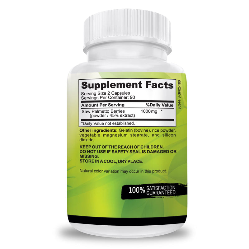 [Australia] - USA Grown Saw Palmetto | 180 Capsules Prostate Health Supplement | Hair Growth for Men & Women | Support to Help Maintain Normal Urination Frequency & Natural DHT Blocker to Help Prevent Hair Loss 