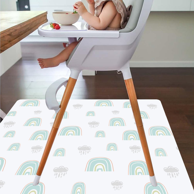 [Australia] - Splat Mat for Under High Chair/Arts/Crafts by CLCROBD, 51" Baby Anti-slip Food Splash and Spill Mat for Eating Mess, Waterproof Floor Protector and Table Cloth (Rainbow dreams) Rainbow Dreams 