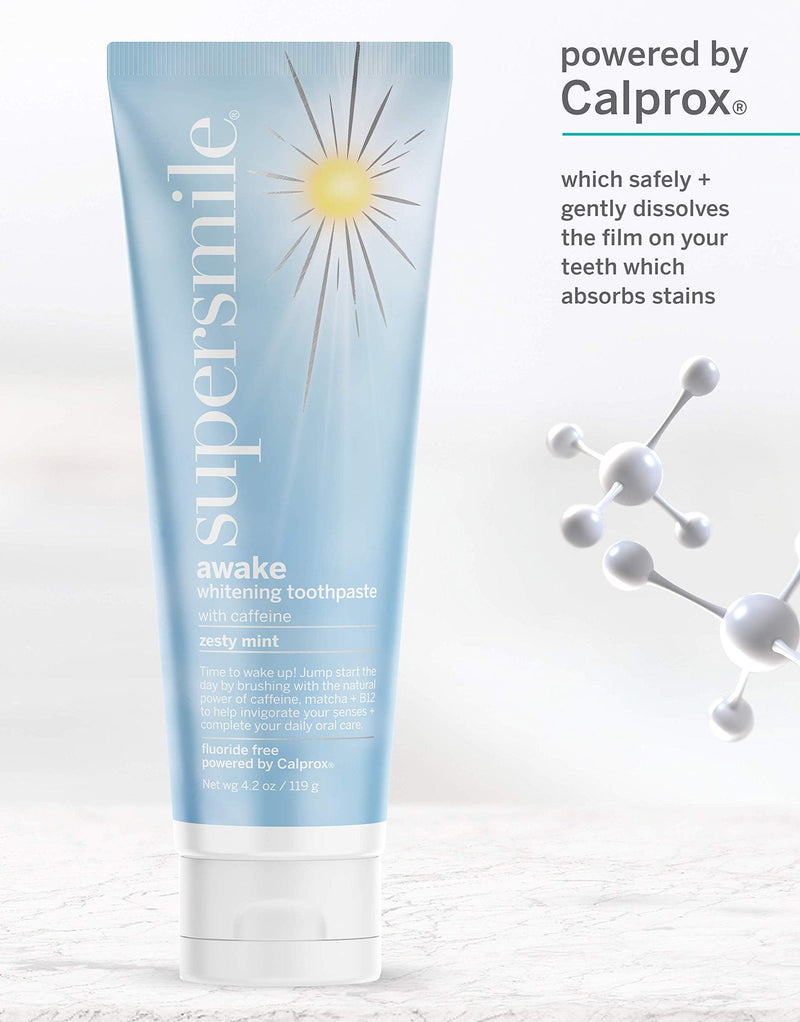 [Australia] - Supersmile Awake – Fluoride Free Toothpaste for Visibly Whiter Teeth and an Energizing Start to The Day – Whitens Up to 6 Shades, 4.2 oz 