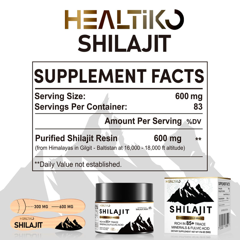 [Australia] - Shilajit Pure Himalayan Organic Shilajit Resin - 600mg Maximum Potency Gold Grade Shilajit Natural Authentic with 85+ Trace Minerals & Fulvic Acid for Energy & Immune Support, 50 Grams (1 Pack) 1.76 Ounce (Pack of 1) 