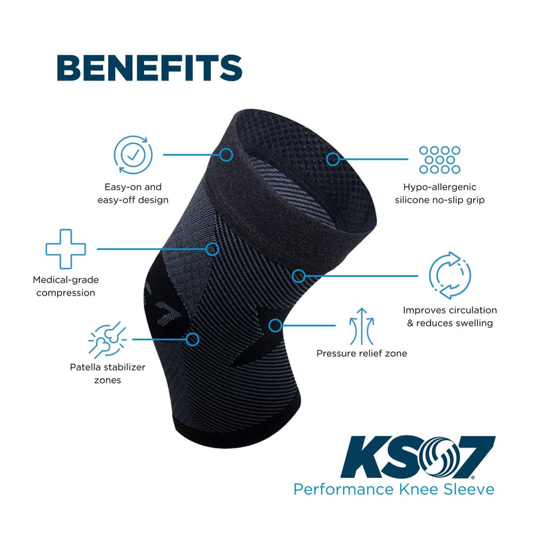 OrthoSleeve Compression Knee Brace/Sleeve for ACL, MCL, Injury Recovery, Meniscus Tear, knee pain, aching knees, patellar tendonitis & arthritis Black X-Large