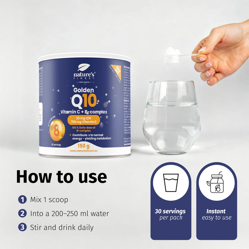 Nature's Finest by Nutrisslim Golden Q10, High Strength Coenzyme Q10, Potent Q10 Supplements for Vitality, CQ10 Supplement Formula, Co Q10 Supplement for Energy Orange 150g (Single)