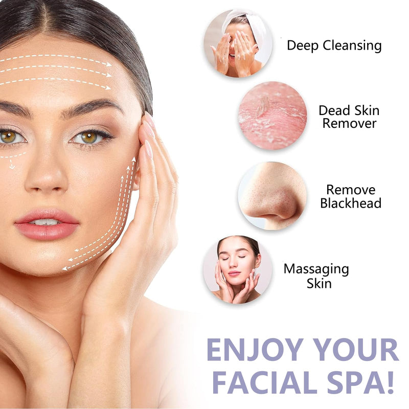 [Australia] - Facial Cleansing Brush, 6 in 1 Electric Face Scrubber with 6 Brush Heads and 3 Spin Speeds for Deep Cleansing, Waterproof Rechargeable Face Brushes for Dry Oily Sensitive Skin (Purple) 