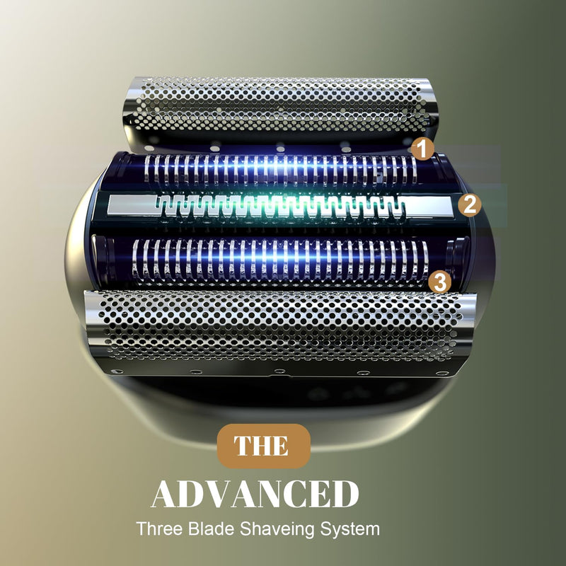 [Australia] - Electric Foil Shaver for Men: Portable Electric Razor for Beard/Face - 3 Floating Blade LED Display USB-C Fast Rechargeable - IPX7 Waterproof for Travel & Home - Carbon Gray 