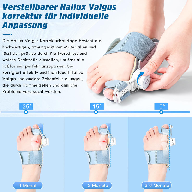 [Australia] - Hallux Valgus Correction Set for Men and Women, Upgrade Version with Adjustable Hallux Valgus Splint and Silicone Toe Separator for Thumb, Reduces Hallux Valgus Stress for Day and Night, Gray Grey 
