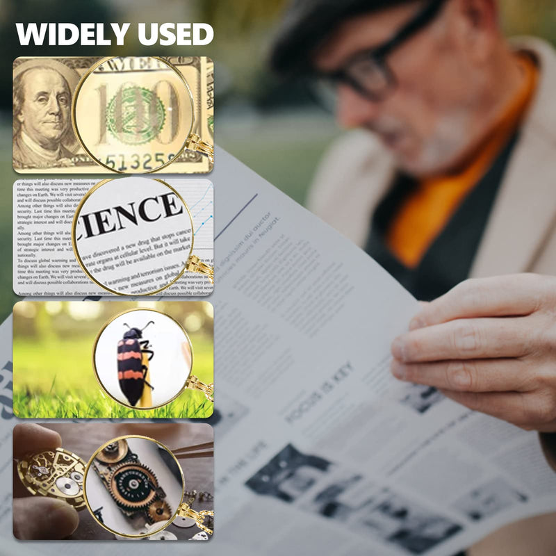 [Australia] - Monocle, Hanging Magnifying Glass, Portable 5X Magnifying Glass Monocle Lens with Hanging Necklace for Reading Crafts Handicrafts Jewelery Hobbies, Magnifying Glass Hanging on the Neck for Men and Women (Gold) 